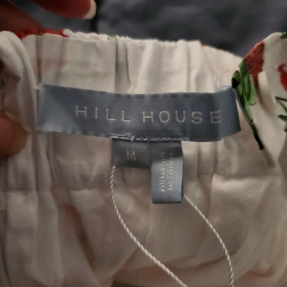 Hill House Addie Dress Red Shell Vine Stripe Cotton Sateen M Apron NWT - Picture 10 of 15